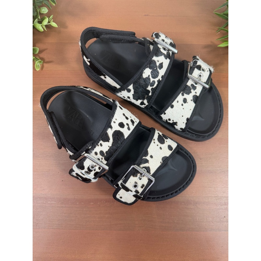 Zara Kids Animal Print Double Buckle Sandals Size 31